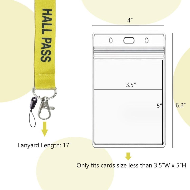 BEMAXYE Hall Pass Lanyards with Card Holders, School Classroom Passes Lanyard Set for Teacher Parents (10 x Yellow) - Image 2